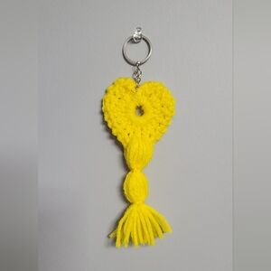 Hand made crochet heart keychain